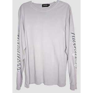 Talentless Mens Long Sleeve Graffiti Airbrush Logo Cotton Shirt Light Gray Large